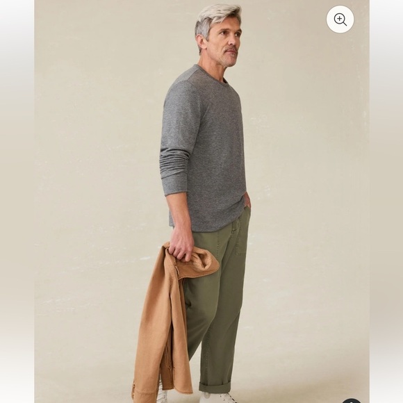 FAHERTY cloud reversible crew shirt in medium M grey heather / navy cream - Picture 6 of 17